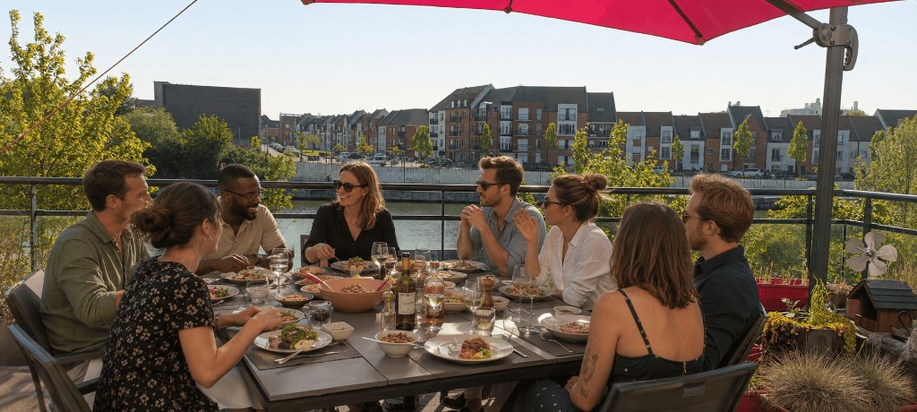 Au cœur de l’été : entre pairs Managers autour d’un barbecue le long de la Deûle, en terrasse estivale